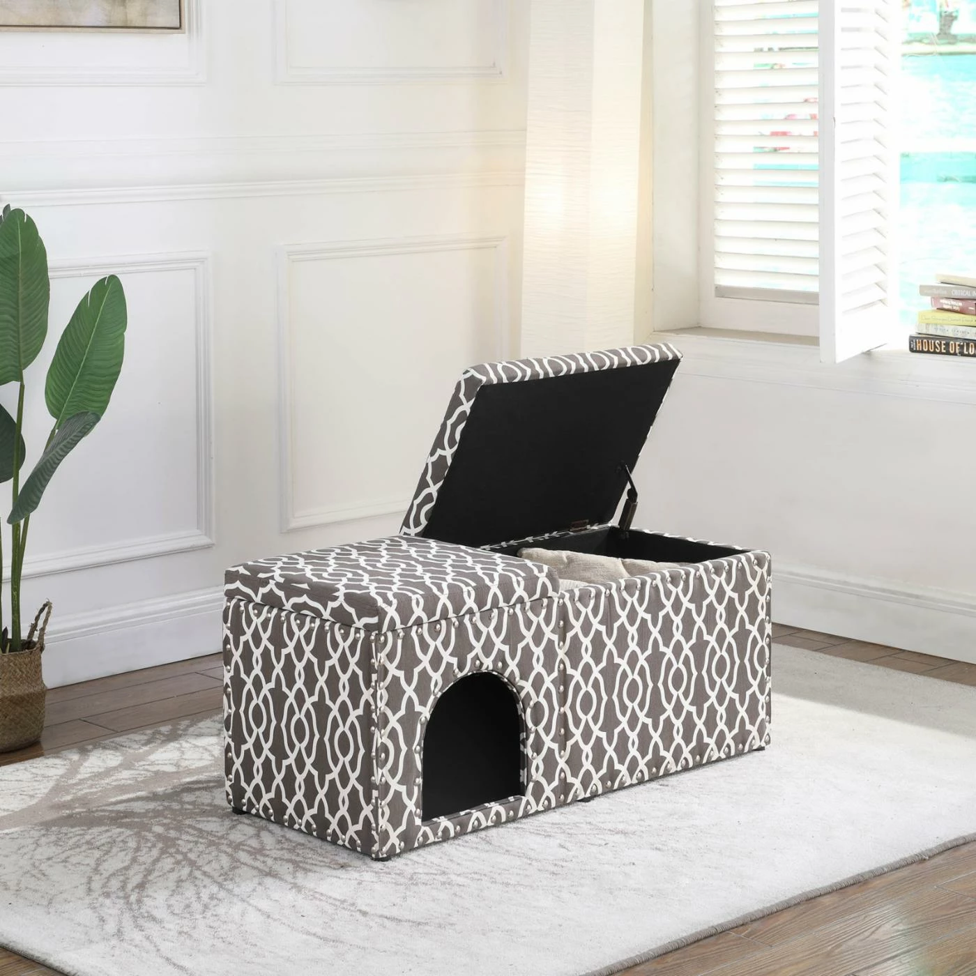 Ore International Cassidy Storage Bench Pet House Promo ???? Wood Ore International Cassidy Storage Bench Pet House ???? -Lucky Dog Sales Store detail2ORE1084