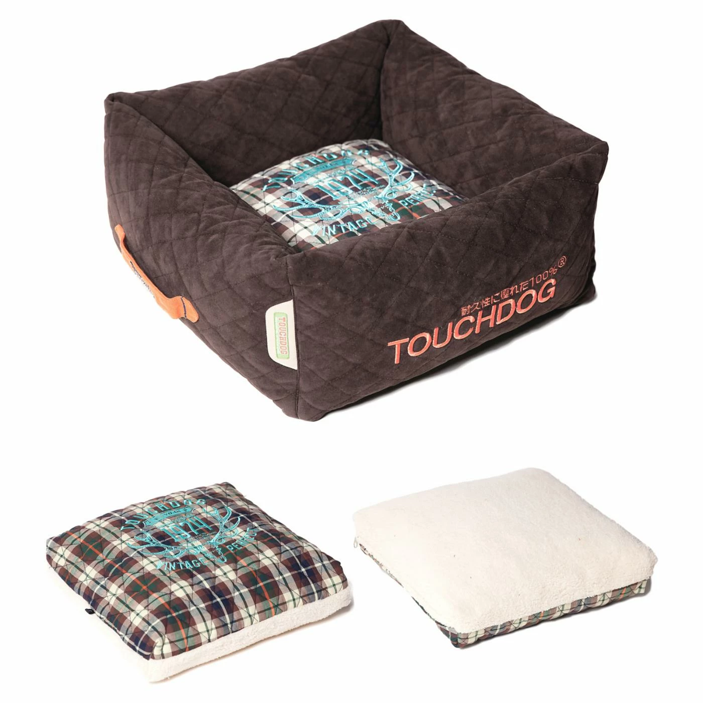 Buy โ Nesting Pet Life Touchdog Exquisite-Wuff Posh Rectangular Diamond Stitched Fleece Plaid ๐ Dog Bed ๐ - Image 4