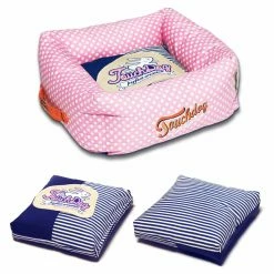 Deals ???? Nesting Pet Life Touchdog Polka-Striped Polo Easy Wash Squared Fashion ???? Dog Bed ???? -Lucky Dog Sales Store detail2PTF282