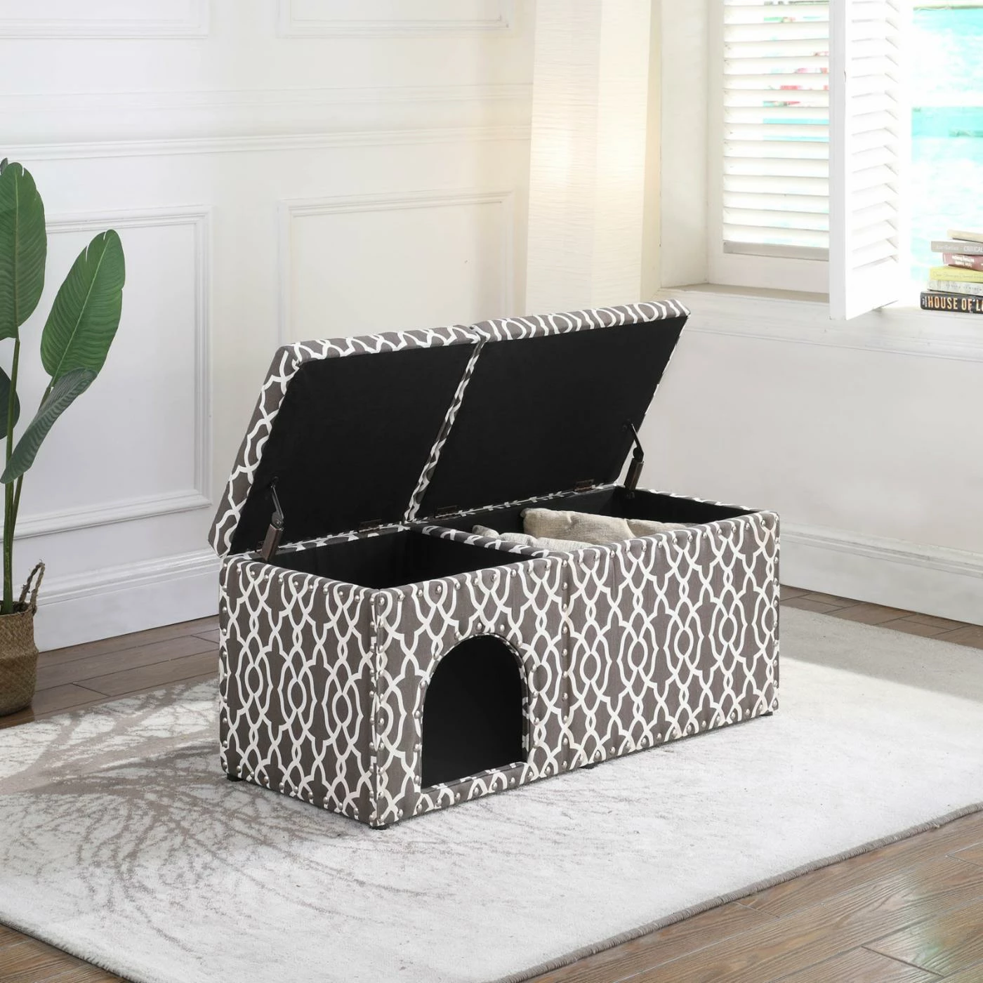 Ore International Cassidy Storage Bench Pet House Promo ???? Wood Ore International Cassidy Storage Bench Pet House ???? -Lucky Dog Sales Store detail3ORE1084
