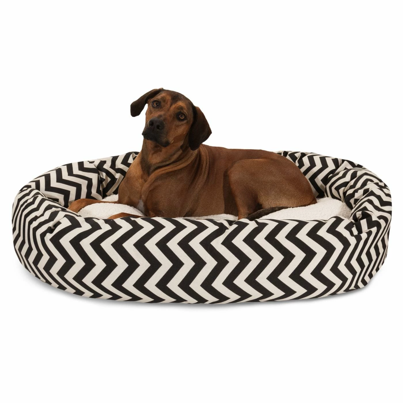 Majestic Pet Chevron Print Bagel Pet Bed with Sherpa Cushion Best reviews of ???? Bolster Majestic Pet Chevron Print Bagel Pet Bed With Sherpa Cushion ???? -Lucky Dog Sales Store detail4MJT148