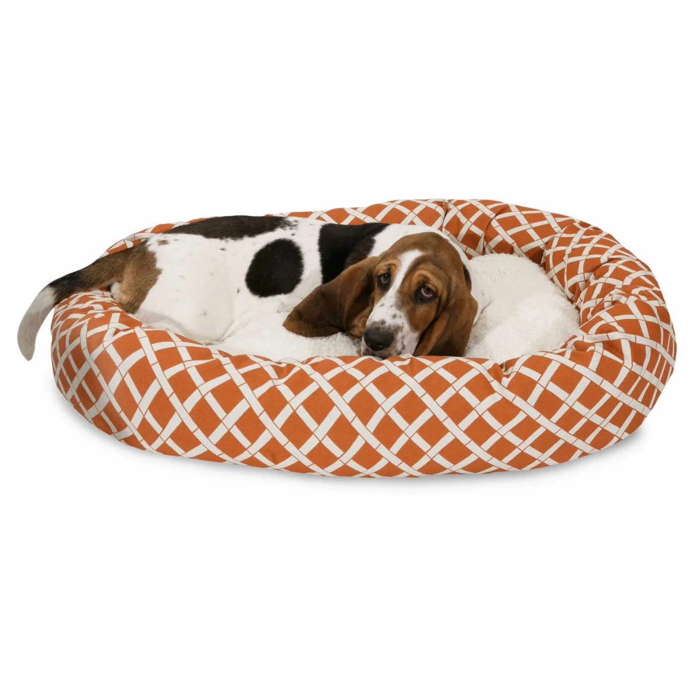 Best Sale ๐ Bolster Majestic Pet Bamboo Print Bagel Pet Bed With Sherpa Cushion โ๏ธ - Image 9