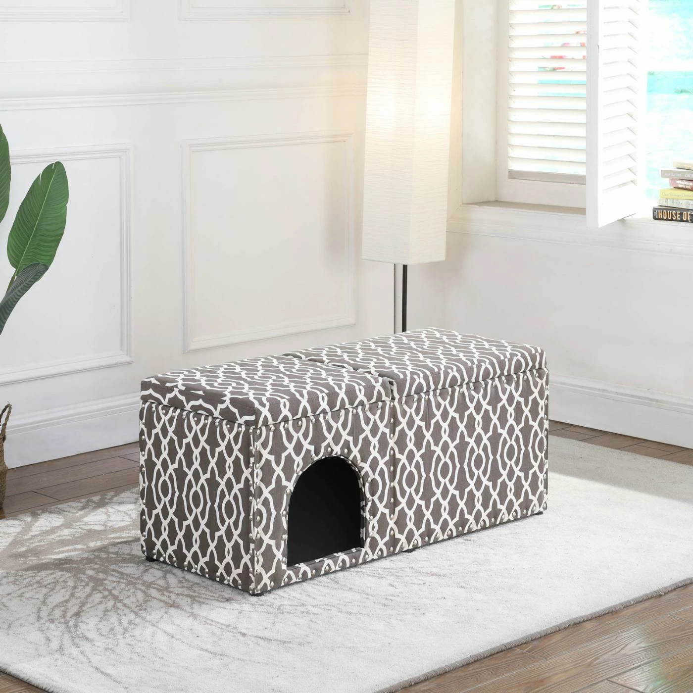 Ore International Cassidy Storage Bench Pet House Promo ???? Wood Ore International Cassidy Storage Bench Pet House ???? -Lucky Dog Sales Store inuseORE1084