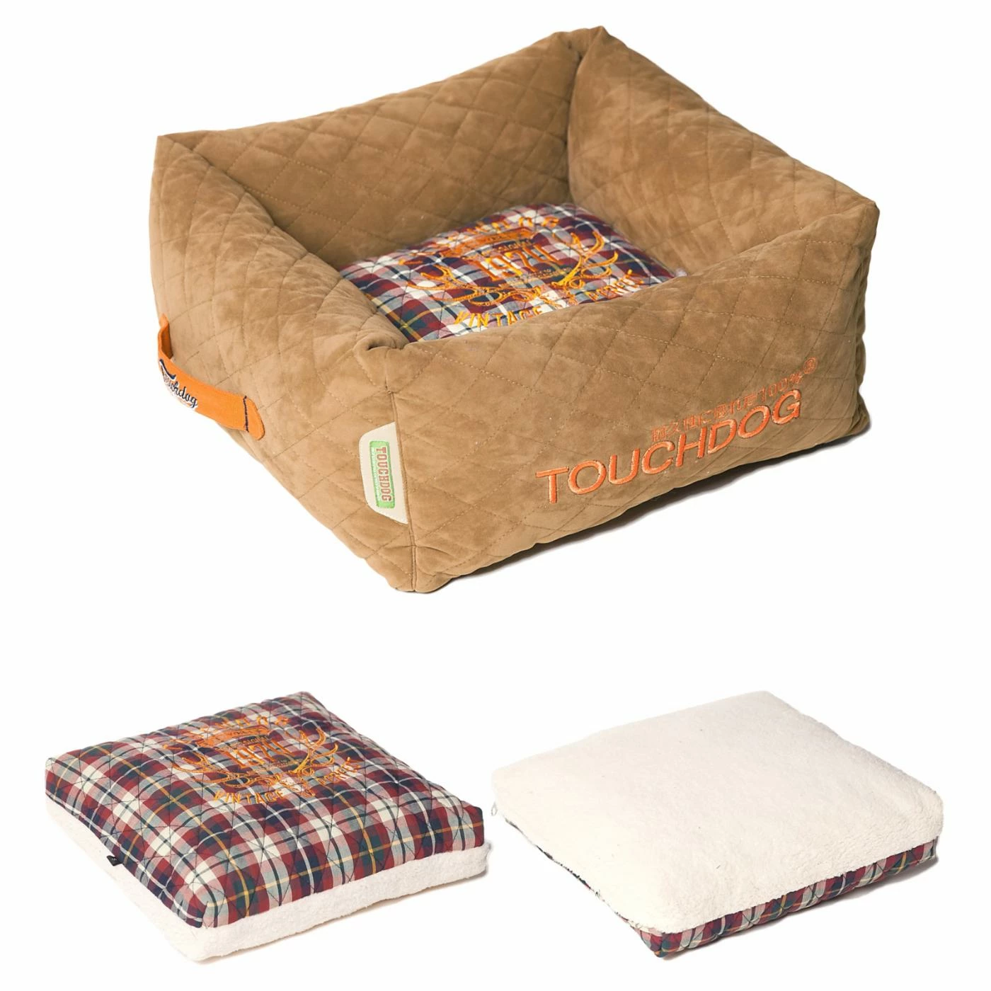 Buy โ Nesting Pet Life Touchdog Exquisite-Wuff Posh Rectangular Diamond Stitched Fleece Plaid ๐ Dog Bed ๐ - Image 2