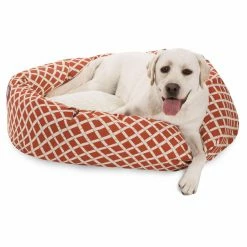 Best Sale ๐ Bolster Majestic Pet Bamboo Print Bagel Pet Bed With Sherpa Cushion โ๏ธ