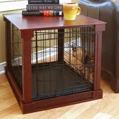 Discount ⭐ Dog Crate Furniture Merry Products End Table Pet Crate With Cage Cover 🔥