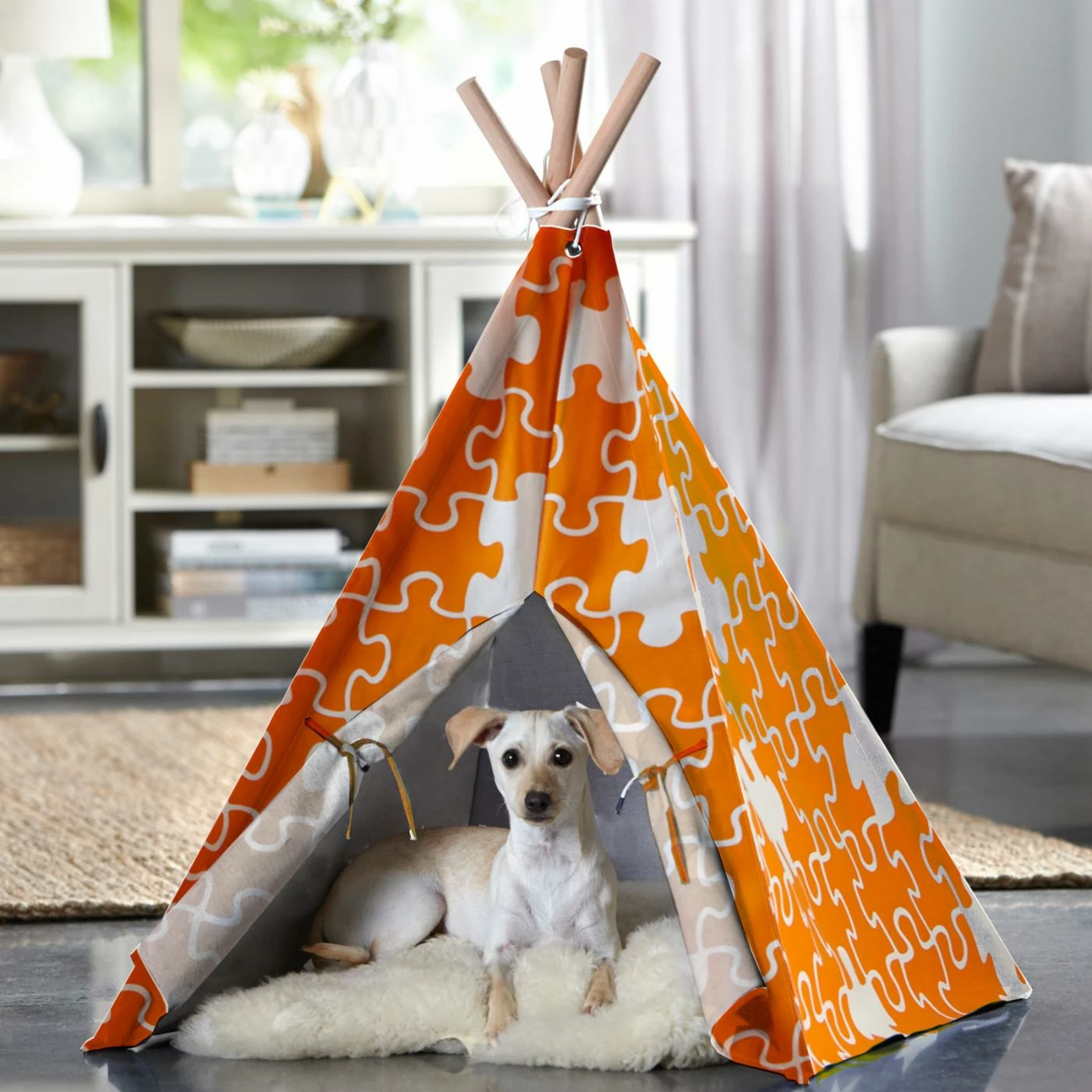 New ???? Dog Bed Furniture Merry Products Puzzle Printed Pet Teepee ???? 3 New ???? Dog Bed Furniture Merry Products Puzzle Printed Pet Teepee ????