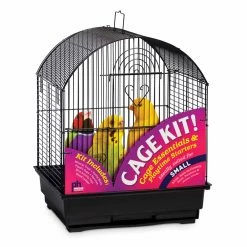 Discount 🎁 Small Bird Cages Prevue Pet Products Round Top Bird Cage Kit - Black 👍