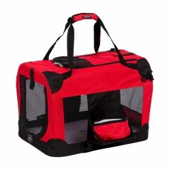 New 😉 Dog Crates Pet Life Deluxe 360 Collapsible Pet Crate With Removable Bowl - Red ✨