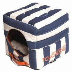 Hot Sale 🔥 Nesting Pet Life Touchdog Polo-Striped Convertible And Reversible Squared 2-in-1 Collapsible 🐶 Dog House Bed ⌛