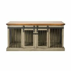 Best Pirce 🛒 Dog Crate Furniture Safe Harbor Double Wide Sliding Barn Door 🦮 Dog Crate With Removable Divider 😉